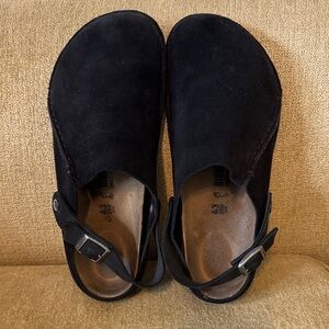 Birkenstock Black Lutry Premium Suede Clog Sandals Men’s Size 10/10.5 (EU 43)
